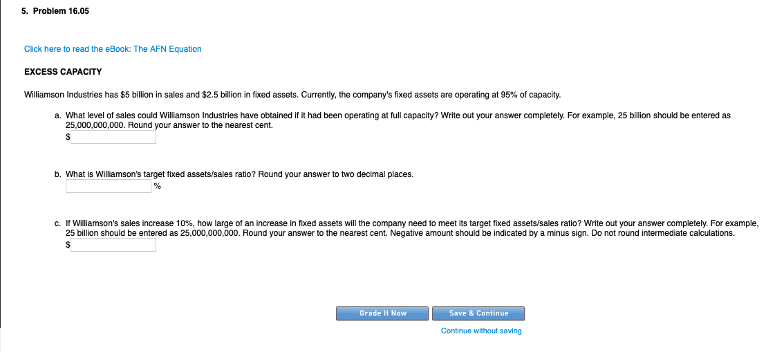  5. Problem 16.05 Click here to read the eBook: The AFN