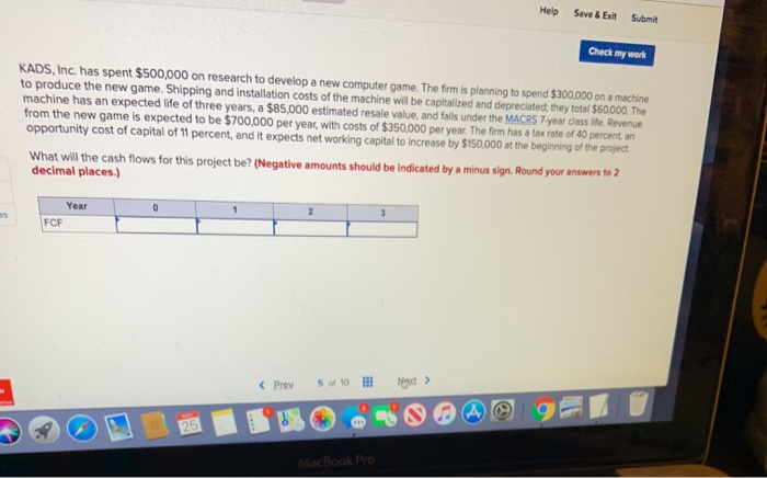  Help Save & Exit Submit Check my work KADS, Inc. has