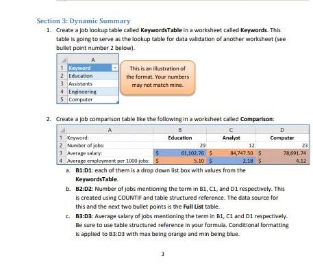  Section 3: Dynamic Summary 1. Create a job lookup table called