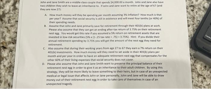 could i get help solving a,b,c, and d please? John and Jane