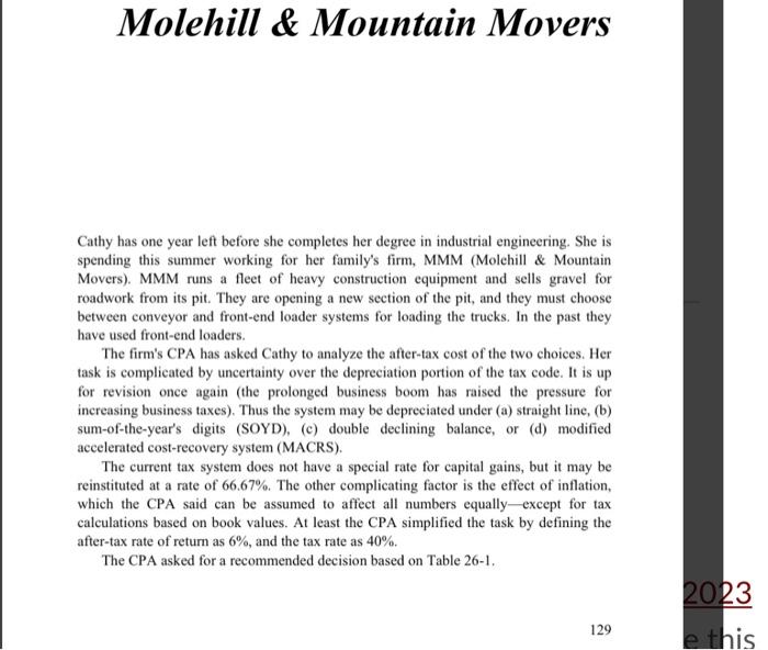  Molehill \& Mountain Movers Cathy has one year left before she