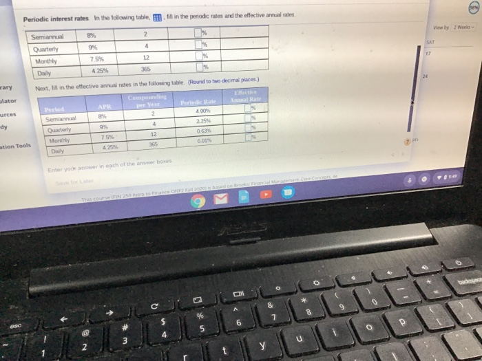 table then the effective rates (round to two decimal places) Periodic interest