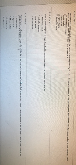  QUESTION 4 Michael started a tutoring website. Aller a few months