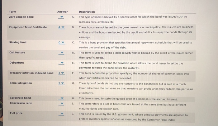  Term Answer Zero coupon bond A. Equipment Trust Certificate AY B.