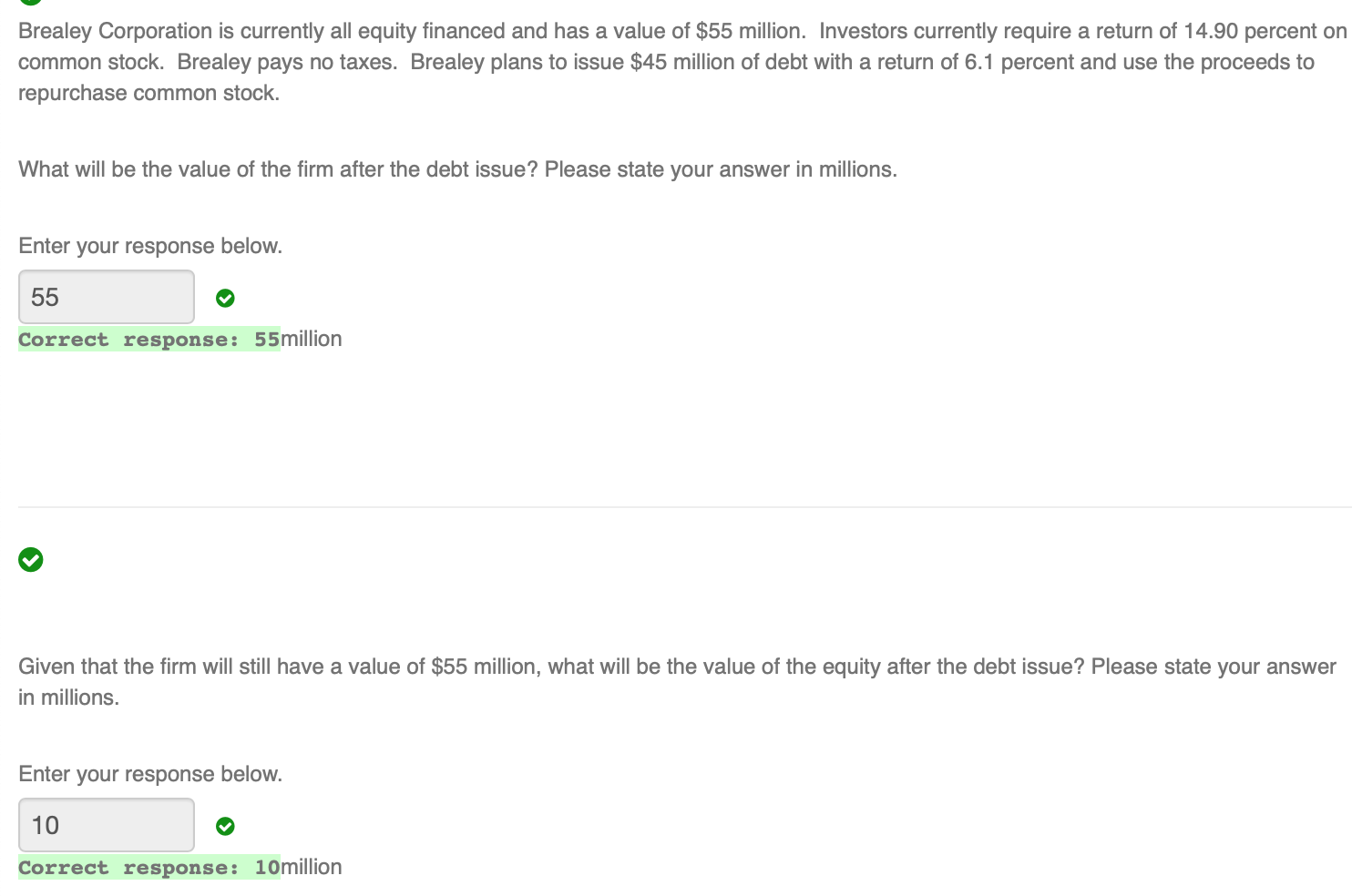 Answer expected return on the stock after the debt issue please (at