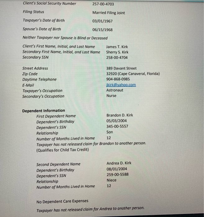  please help to complete form 1040, schedule a and b Client's