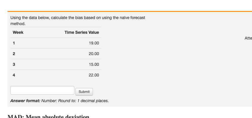  Using the data below, calculate the bias based on using the