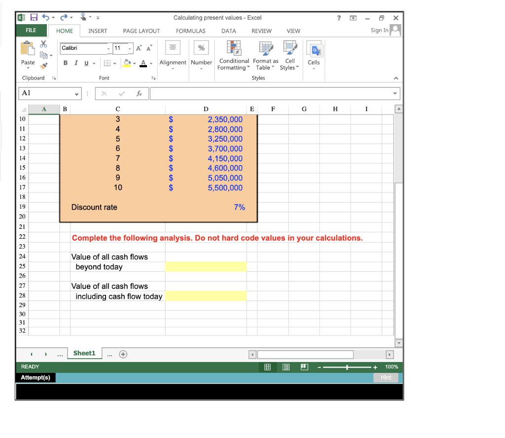 HOME INSERT PAGE LAYOUT FORMULAS DATA REVIEW VIEW Sign In Calibri 11