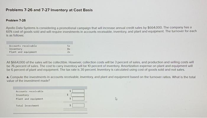  Help Needed Problems 7.26 and 7.27 Inventory at Cost Basis Problem