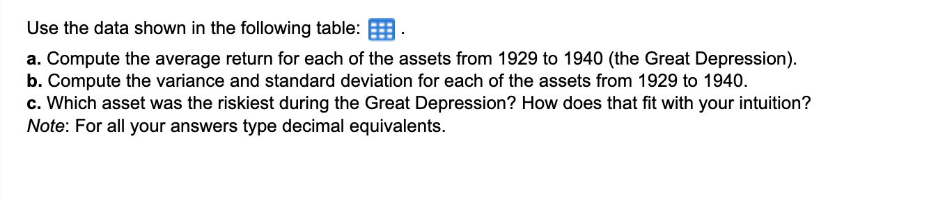  Use the data shown in the following table: . a. Compute