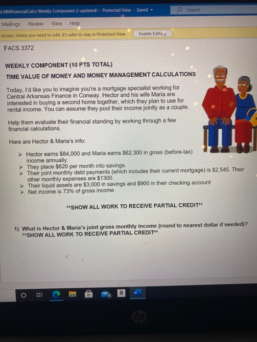  d MMfinancial Calcs Weekly Component 2 updated - Protected View -