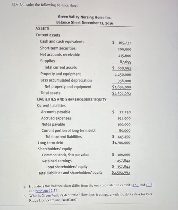  the question that needs answering is 12.6 part "A" ask about