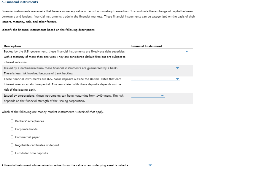 3. Financial instruments Financial instruments are assets that have a monetary