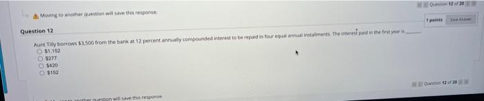  Over 20 Moving to another question will save this response points