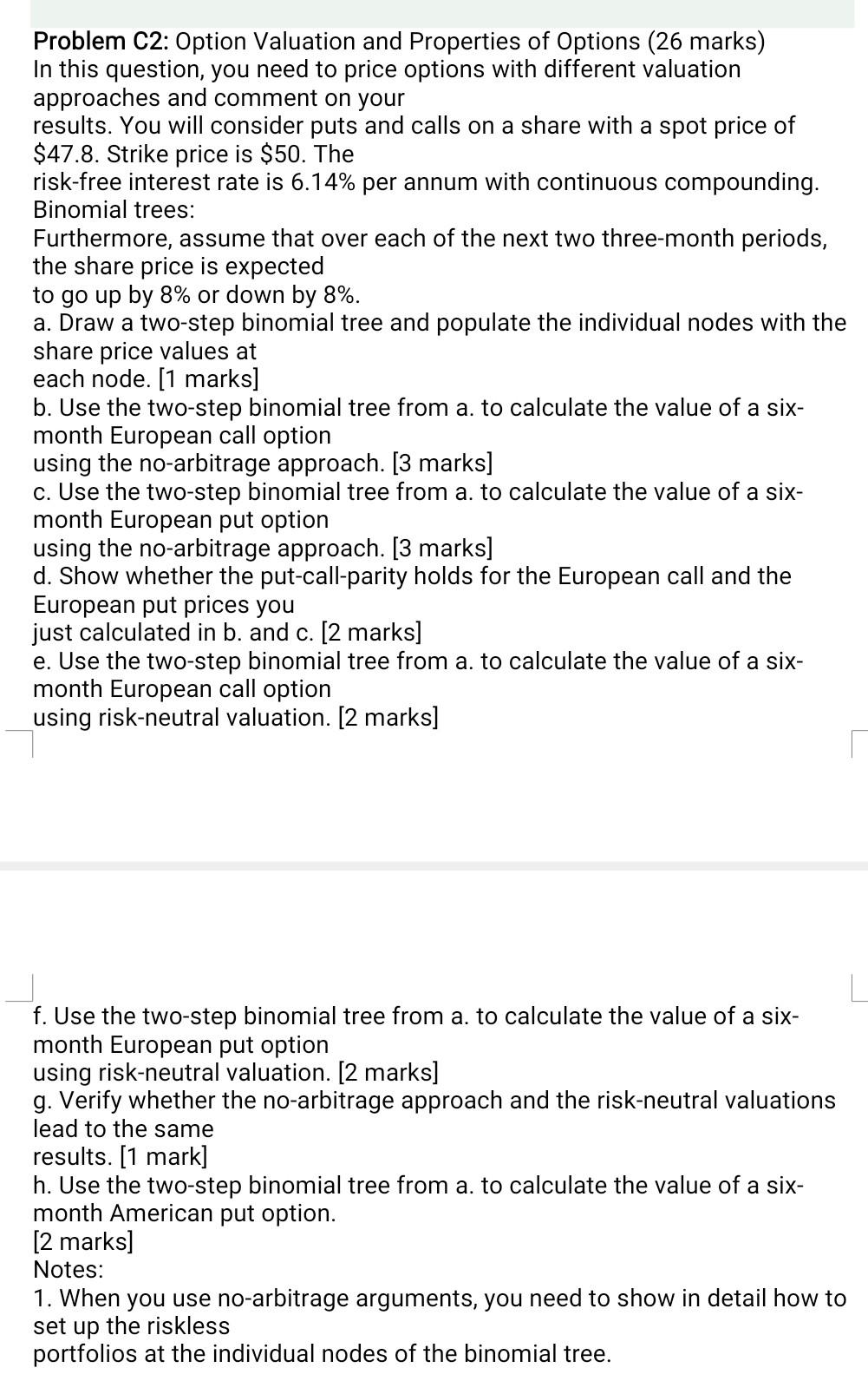 Black-Scholes-Merton model: please do Black-Scholes-Merton model: portions only Problem C2: Option