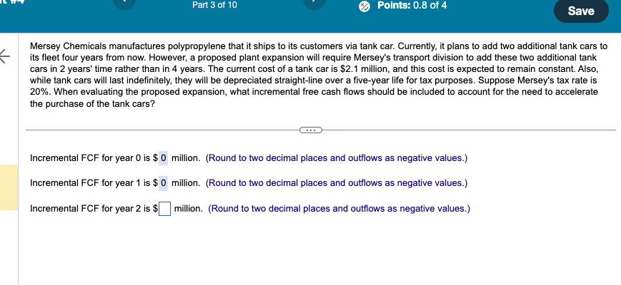 I need help finding the incremental FCF for years 2-8, thank