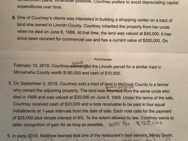 What would question 5 look like on the correct tax form? Print