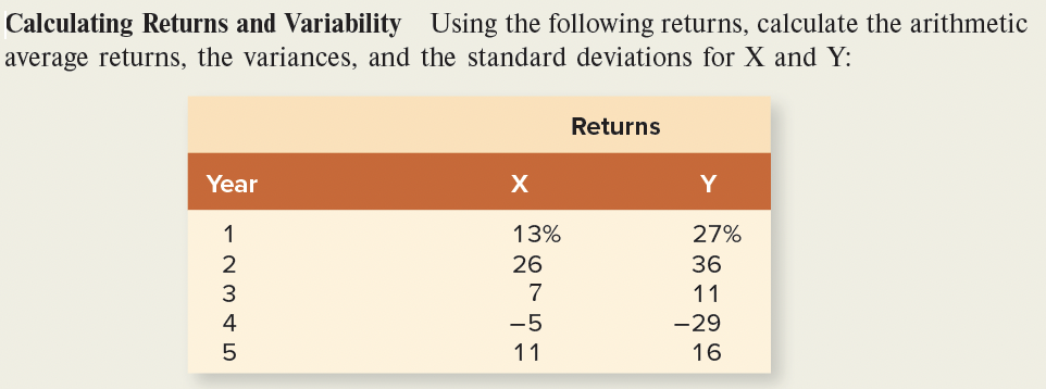  Calculating Returns and Variability Using the following returns, calculate the arithmetic