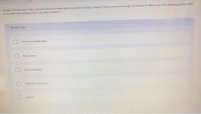 Assume that last year Tbilis returned 28 percent while your investment