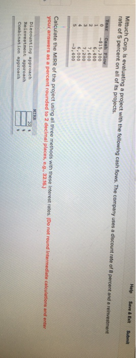  with explean Help Save & Exit Submit Mittuch Corp. is evaluating