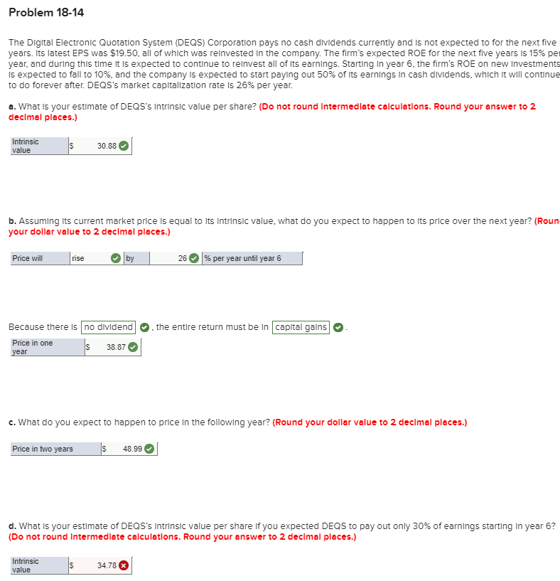 Problem 18-14 The Digital Electronic Quotation System (DEQS) Corporation pays no