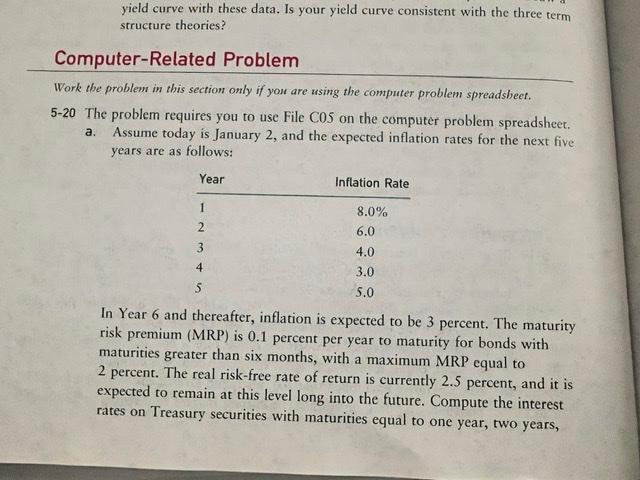 yield curve with these data. Is your yield curve consistent with