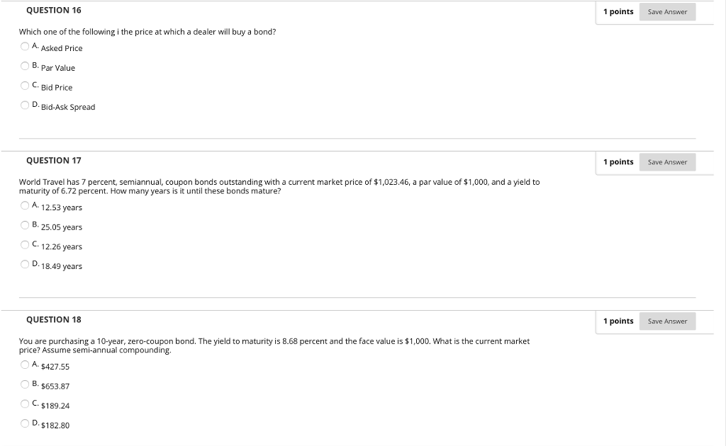  1 points Save Answer QUESTION 16 Which one of the following