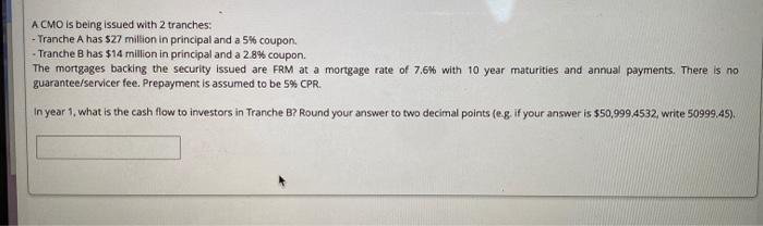  ACMO is being issued with 2 tranches: - Tranche A has