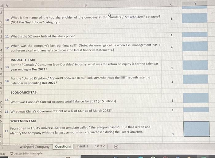 this excel file to your name! Points 2) Questions 1 to 12