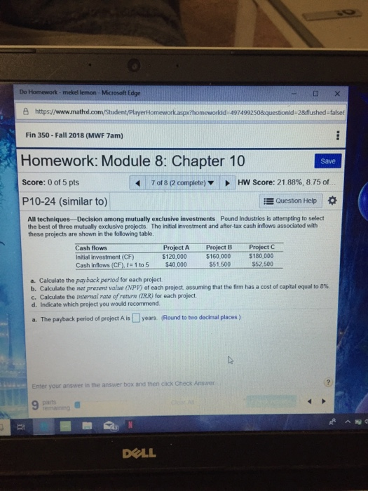  P10-24 (similar to) Do mekel lemon- Microsoft Edge https://www.mathd.com/Student/Playeriomework.aspxihomeworkid 4974992508squestionid-28flushed-falsed Fin