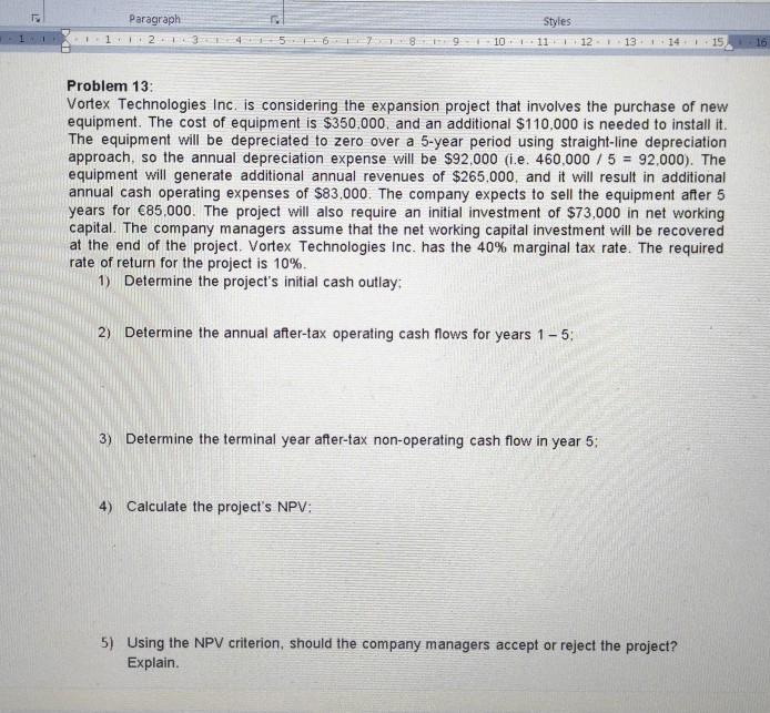 5 problem Paragraph 123 Styles 10 11 12 13 14 15