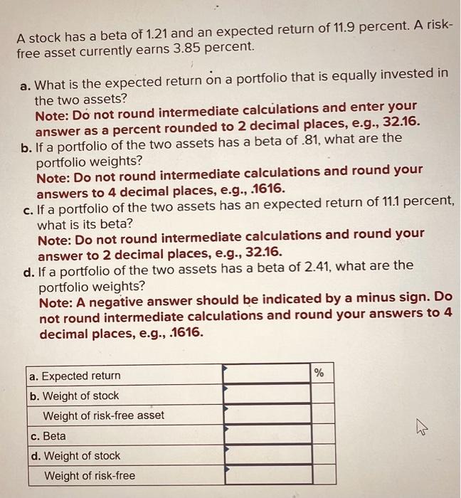  Use an Excel spreadsheet. Please provide excel formulas. A stock has