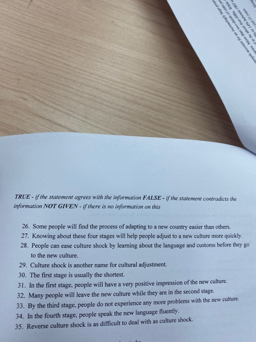questions 1-10. What you need to know about Culture Shock Most people