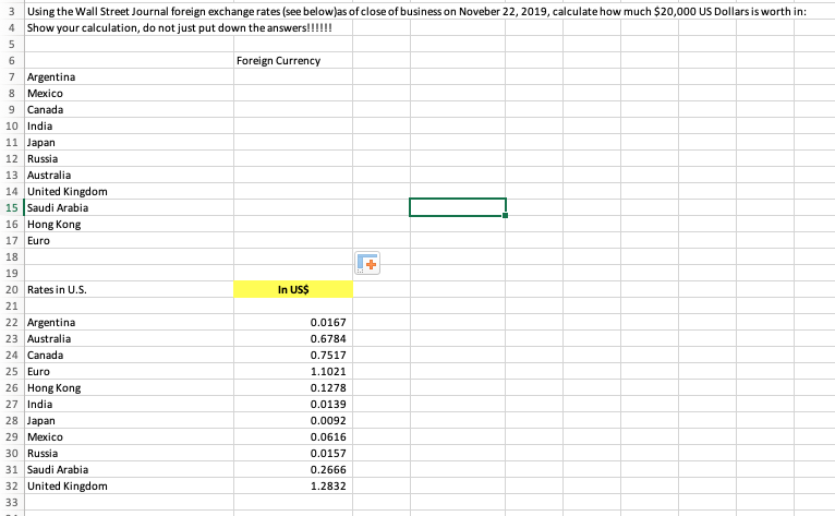  Please, show me the formula in Excel. Thank you Using the
