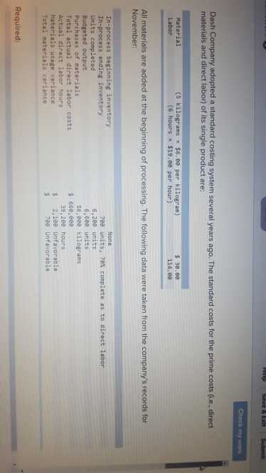 Total actual direct labor costs Actual direct labor hours Materials usage variance
