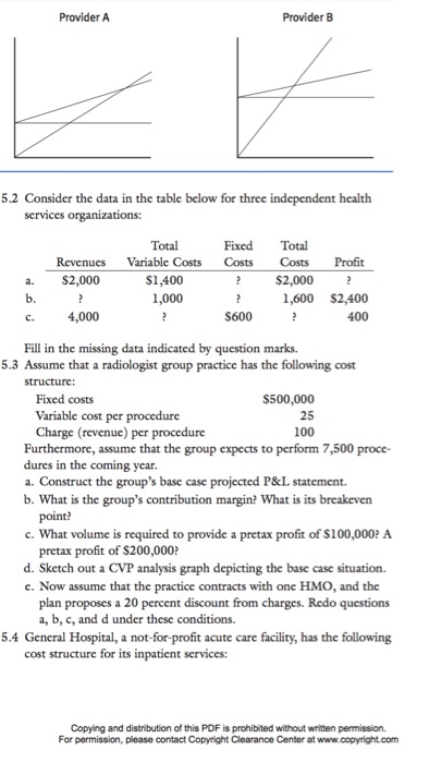  Provider A Provider B 5.2 Consider the data in the table