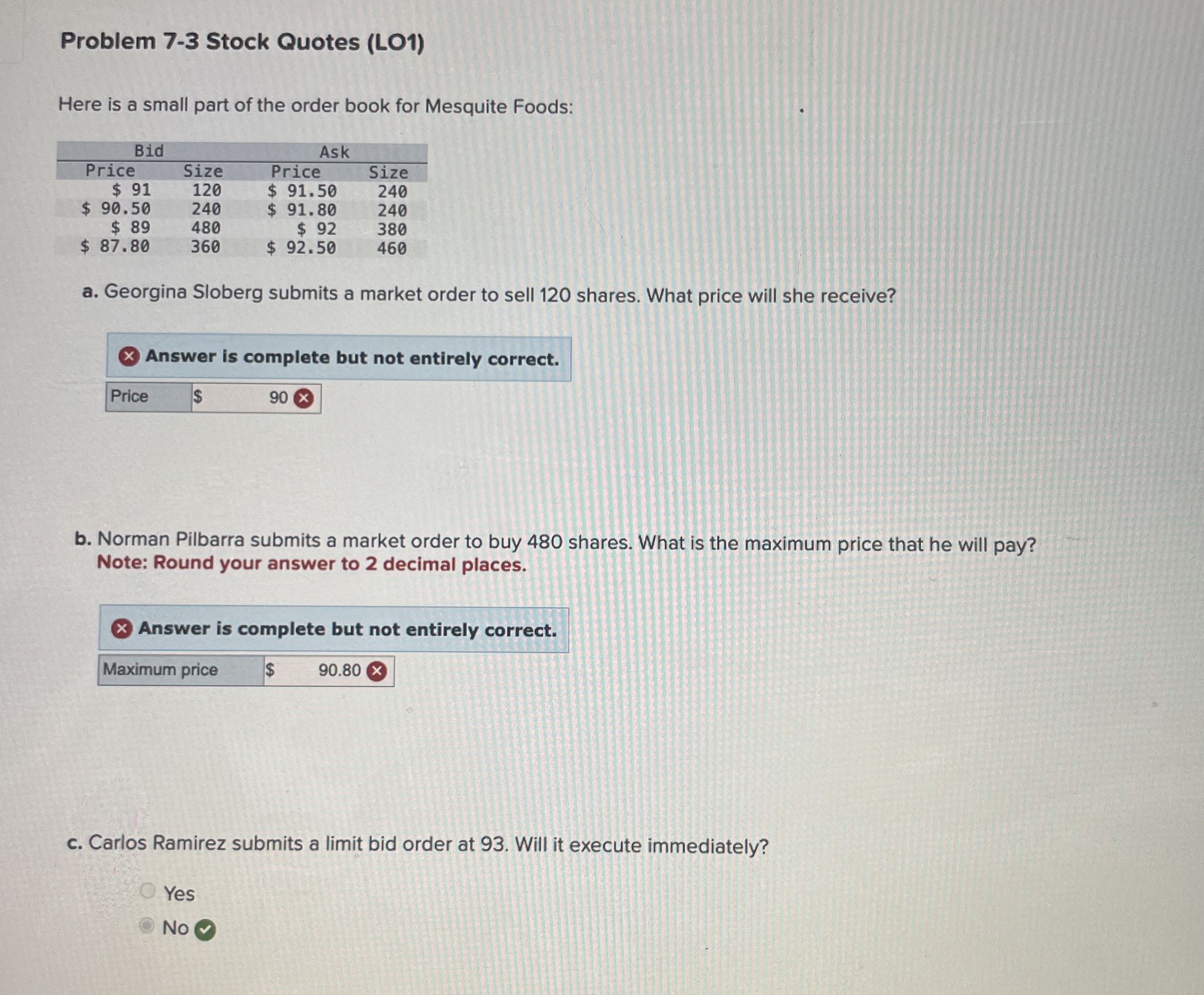  Problem 7-3 Stock Quotes (LO1) Here is a small part of