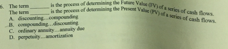 e termis the process of determining the Future Value The term