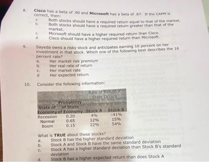  8. a b. c. 9 9. a Cisco has a beta