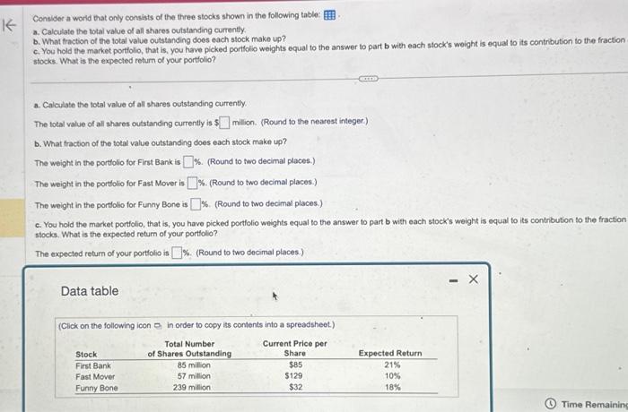 please answer all questions Consider a world that only consists of the