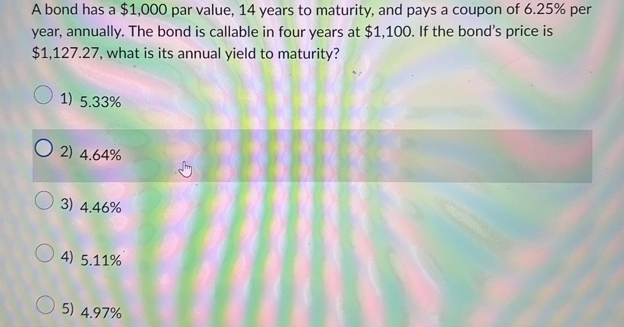  A bond has a $1,000 par value, 14 years to maturity,