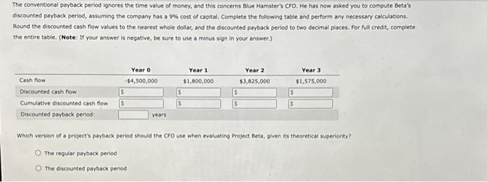 payback period that helps in their capital budgeting decisions. Consider the case