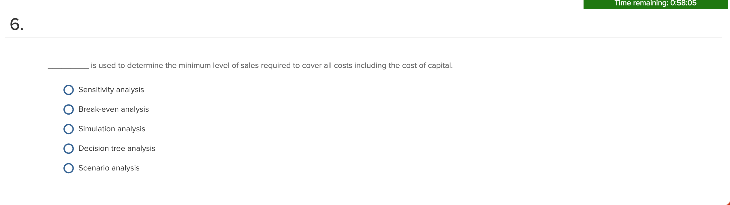  Time remaining: 0:58:05 is used to determine the minimum level of