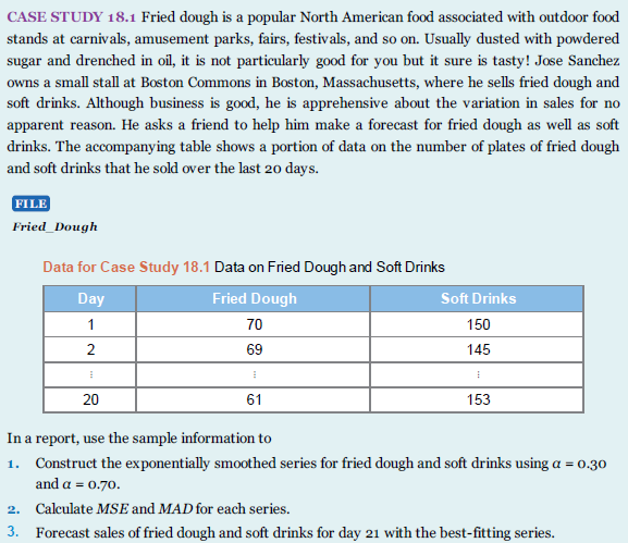  CASE STUDY 18.1 Fried dough is a popular North American food