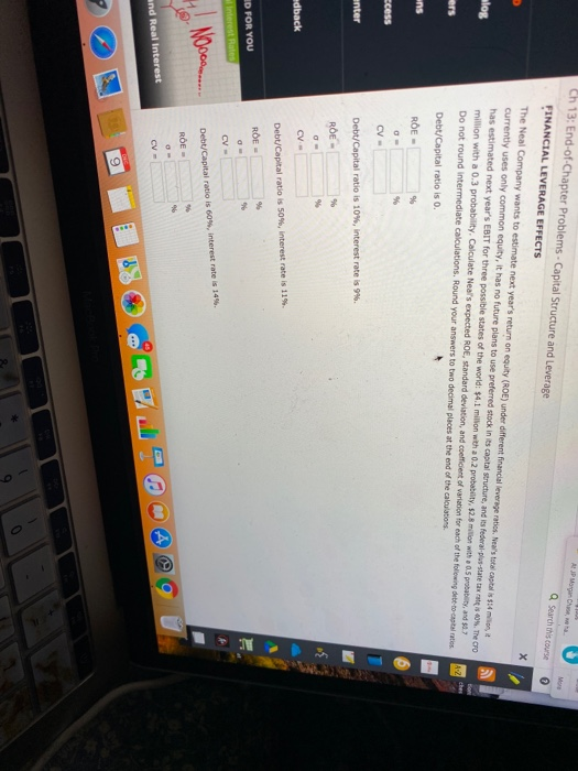  A Ch 13: End-of-Chapter Problems - Capital Structure and Leverage FINANCIAL