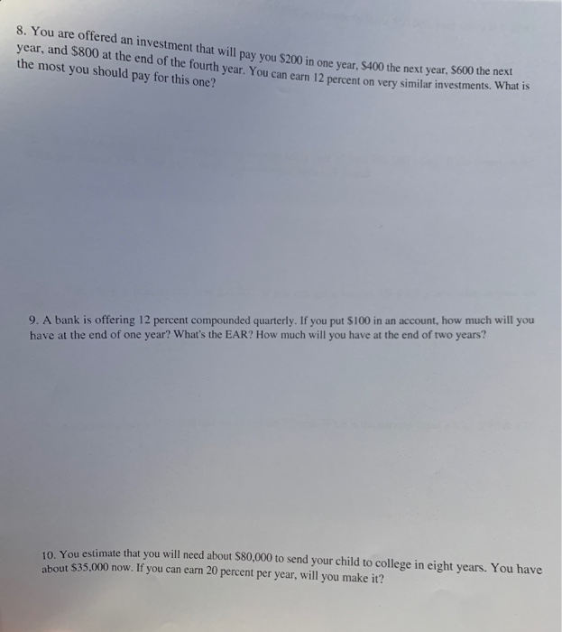 please help me solve these problems and show all the work. thanks