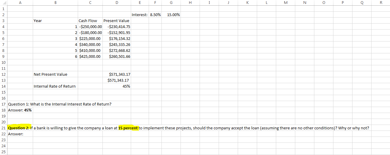 Please answer question 2 and post it as an exel screen shot.