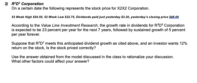  R2D2 Corporation On a certain date the following represents the stock