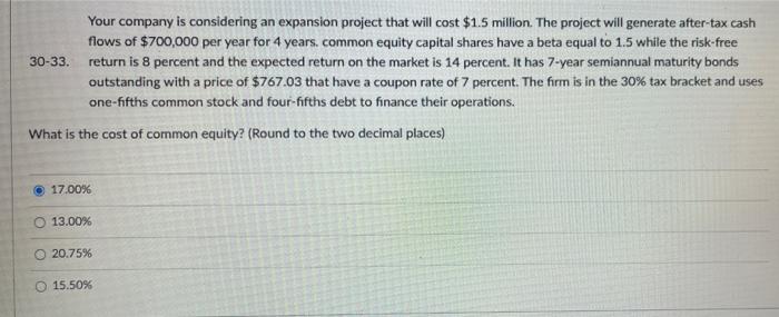 million. The project will generate after-tax cash flows of $700,000 per year