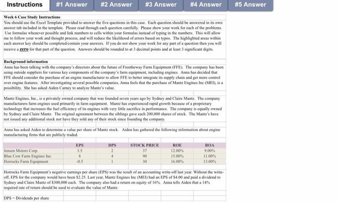  # 4 Answer Instructions #1 Answer #2 Answer #3 Answer #5